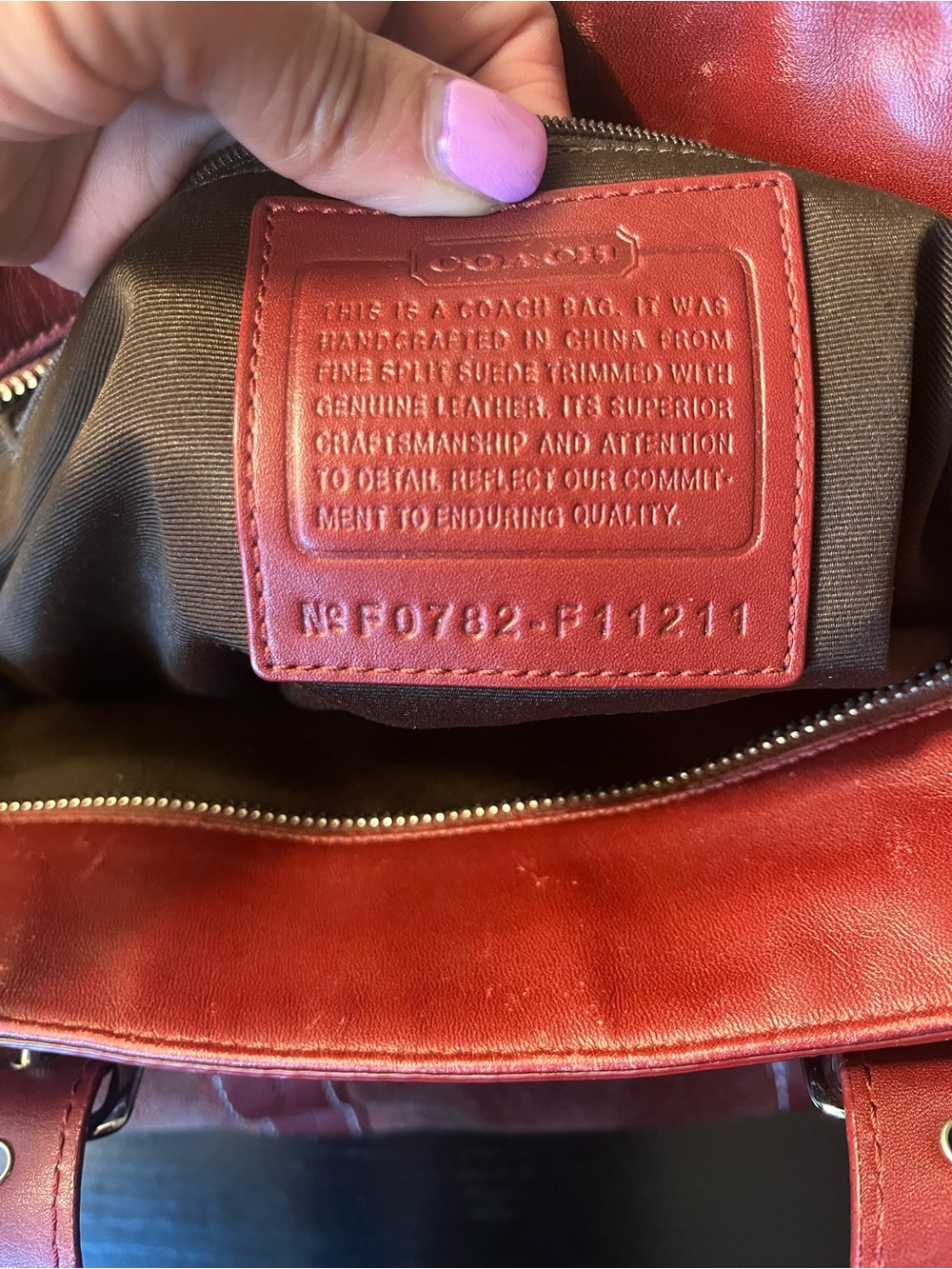 Coach Burgundy Suede Tote - Picture 15 of 15